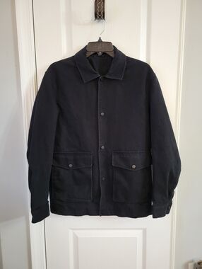 ZARA Men’s 100% Cotton Canvas Chore Jacket Black Size Small Unisex Overshirt